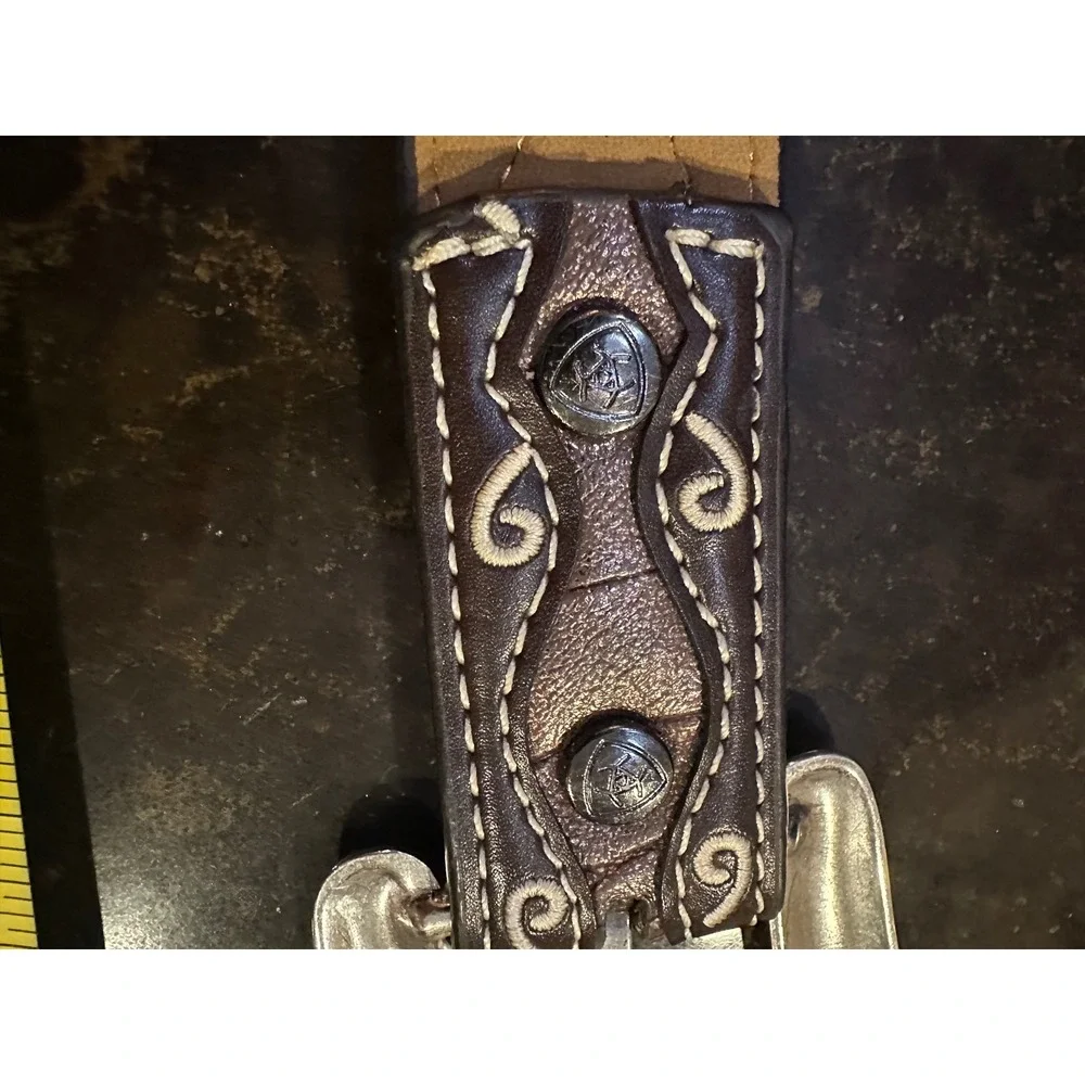 Ariat Brown Western Belt Rhinestone Cross Studded Buckle Size 28 A1302802